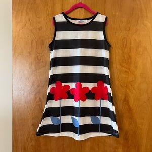 Sunshine Swing Girls Dress Striped Sleeveless NWT Floral Red Poppy Size 8